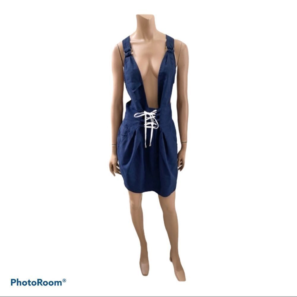 Closet Di Sophie Blue Corset Mini Overall Dress  M